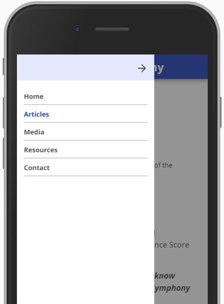 (opens new window/tab) Image: Slide menu with Site Navigation list on mobile device